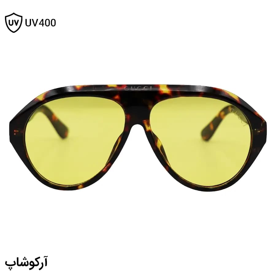 عینک دید در شب ترند گوچی با فریم شکل خلبانی، رنگ هاوانا و لنز زرد رنگ مدل ZN3607 — تصویر ۳