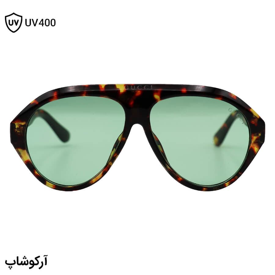 عینک دید در شب ترند گوچی با فریم شکل خلبانی، رنگ هاوانا و لنز سبز رنگ مدل ZN3607 — تصویر ۳