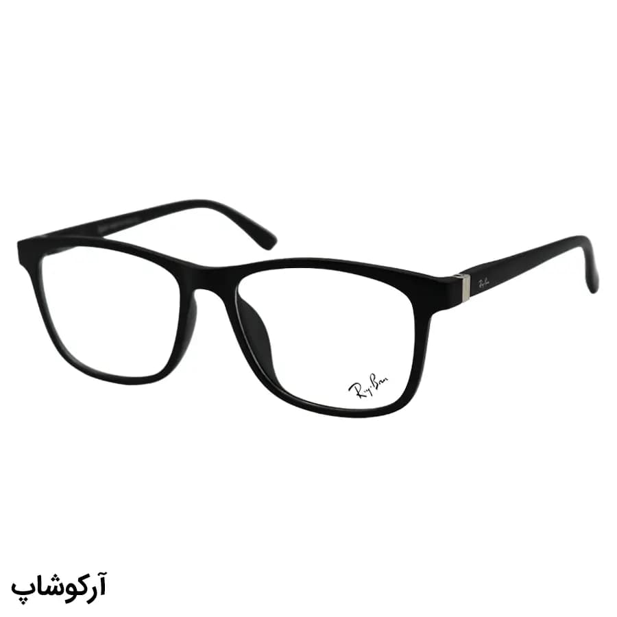 عینک طبی 4 کاوره با فریم مستطیلی شکل، رنگ مشکی مات، از جنس کائوچو و لولا فنردار Ray-Ban مدل TR2267 — تصویر ۴