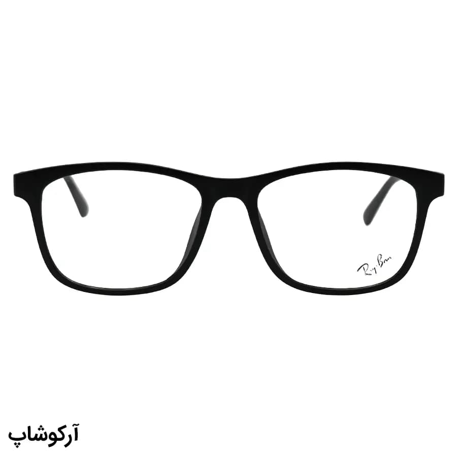 عینک طبی 4 کاوره با فریم مستطیلی شکل، رنگ مشکی مات، از جنس کائوچو و لولا فنردار Ray-Ban مدل TR2267 — تصویر ۳