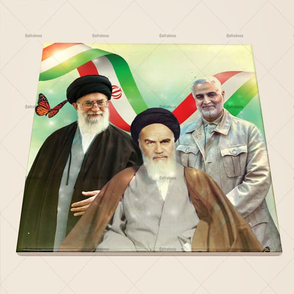 کاشی سرامیکی با عکس امام و رهبری و شهید سلیمانی کد 150
