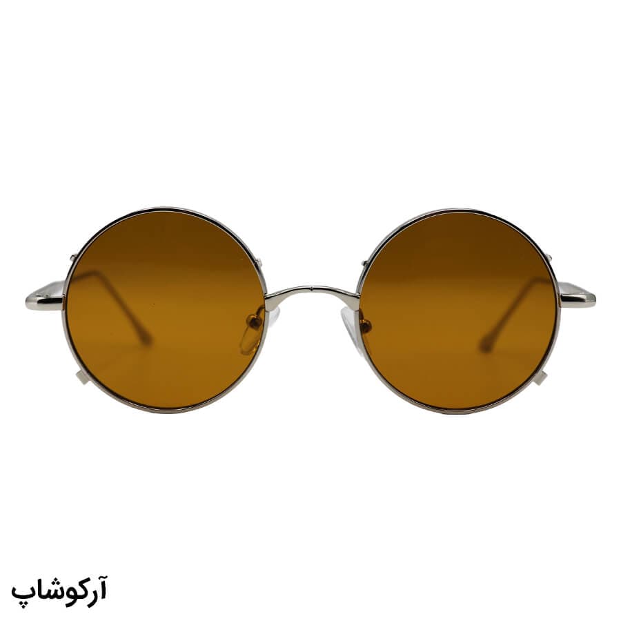 عینک آفتابی فانتزی کریستین دیور با فریم شکل گرد، رنگ نقره‌ای و لنز قهوه‌ای تیره مدل 2290