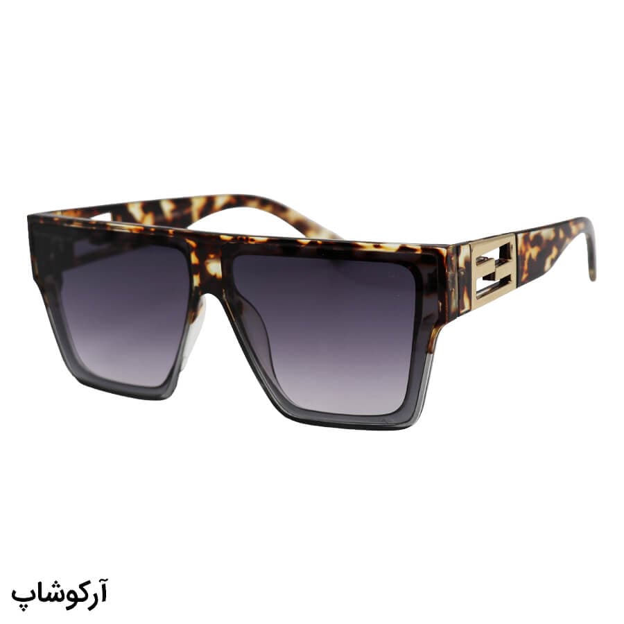 عینک آفتابی FENDI با فریم مربعی شکل، رنگ هاوانا و عدسی دودی تیره و سایه روشن مدل 928