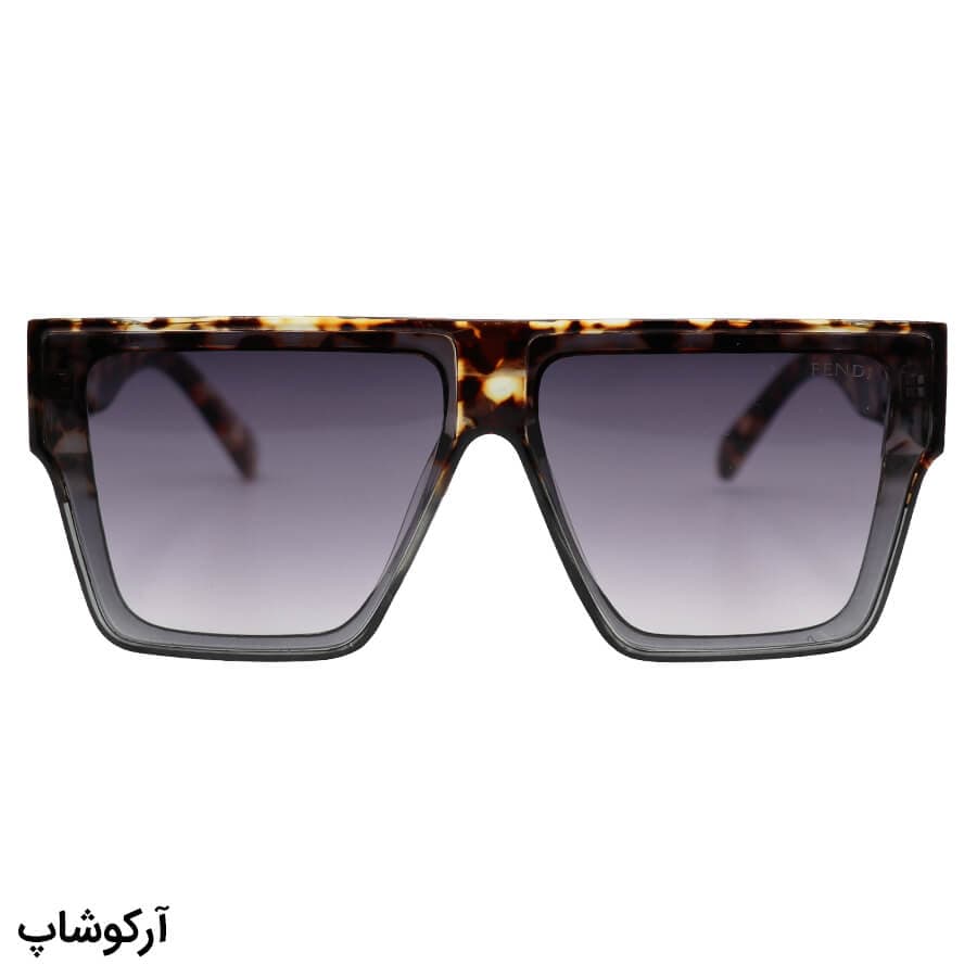 عینک آفتابی FENDI با فریم مربعی شکل، رنگ هاوانا و عدسی دودی تیره و سایه روشن مدل 928 — تصویر ۳