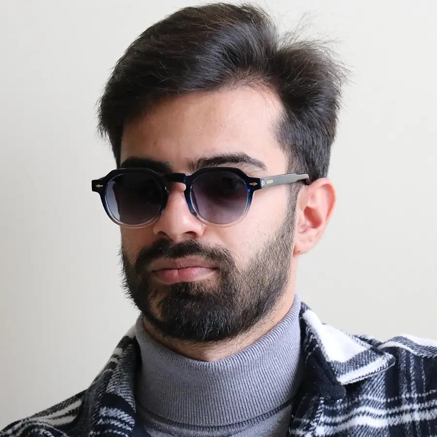 عینک آفتابی پلاریزه موسکات با فریم گرد، رنگ سبز، دسته سیم‌دار و لنز دودی تیره مدل P1209 — تصویر ۸