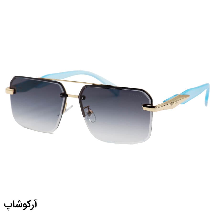 عینک آفتابی PRADA مستطیلی با فریم مخفی، دسته مشکی رنگ و لنز دودی تیره مدل WH4054 — تصویر ۹
