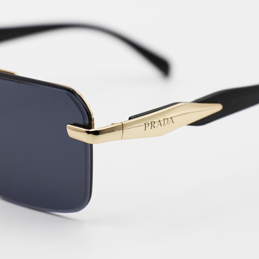عینک آفتابی PRADA مستطیلی با فریم مخفی، دسته مشکی رنگ و لنز دودی تیره مدل WH4054 — تصویر ۶