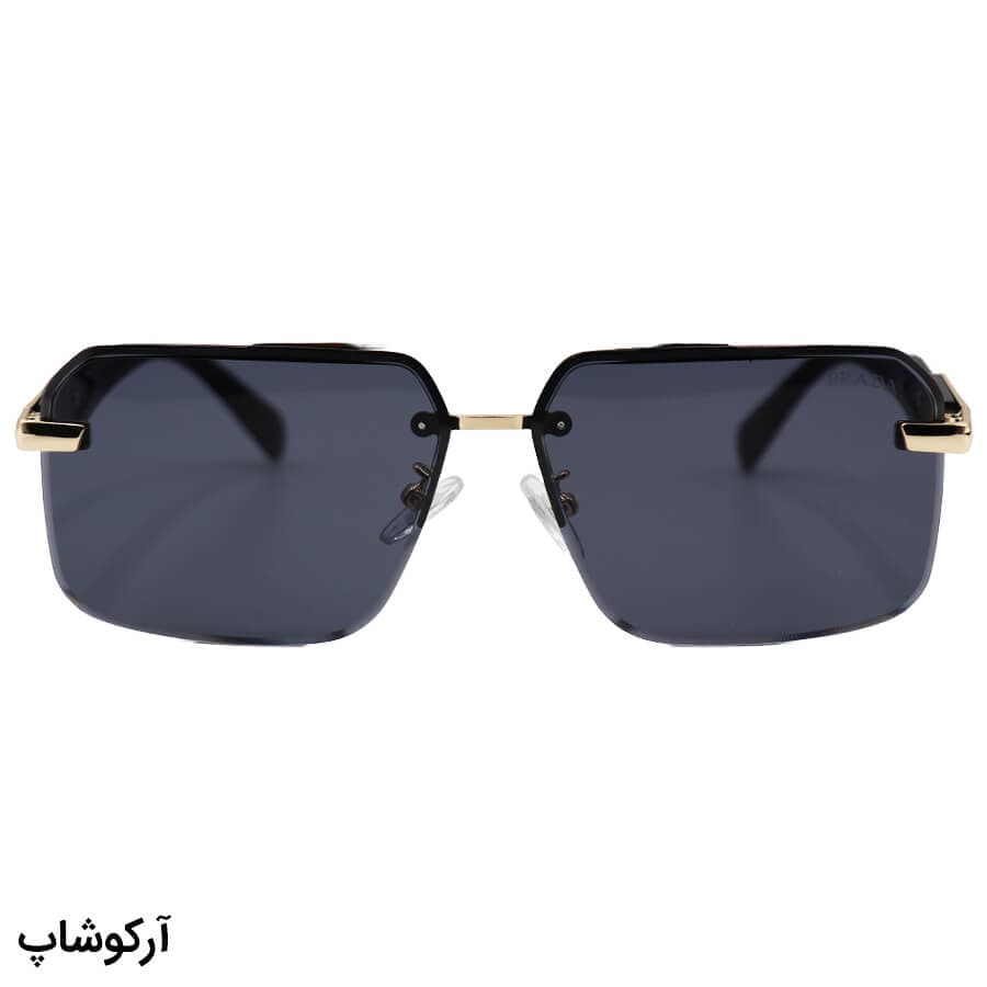 عینک آفتابی PRADA مستطیلی با فریم مخفی، دسته مشکی رنگ و لنز دودی تیره مدل WH4054 — تصویر ۳
