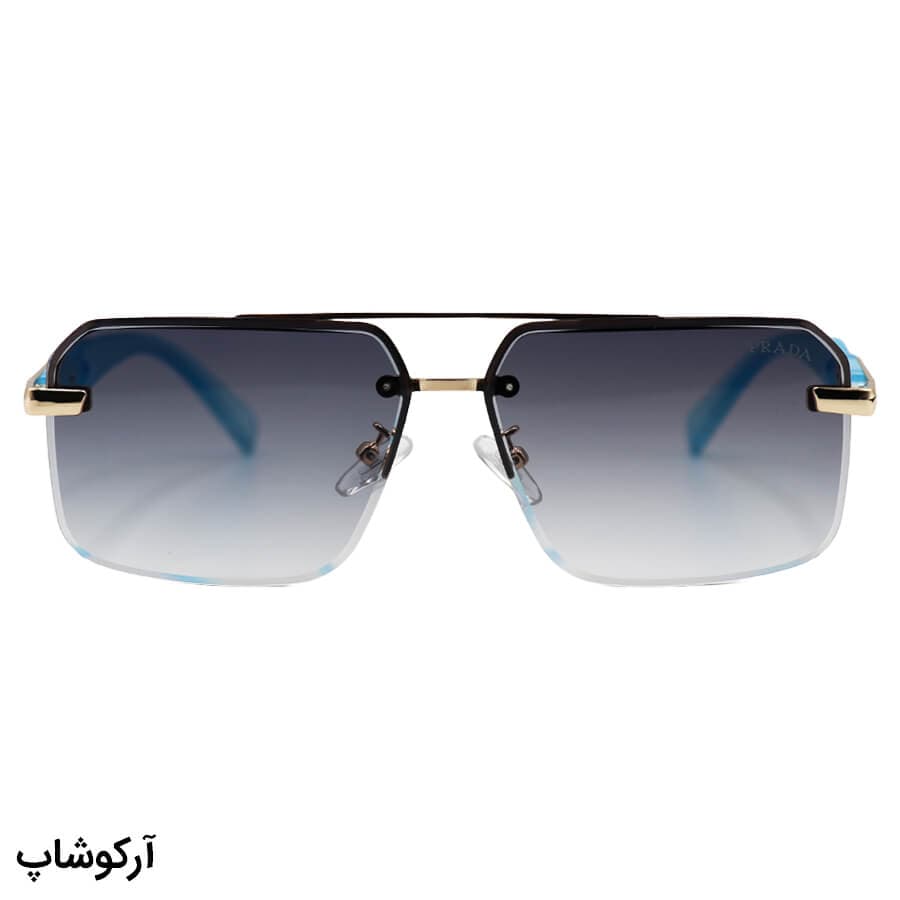 عینک آفتابی PRADA مستطیلی با فریم مخفی، دسته مشکی رنگ و لنز دودی تیره مدل WH4054 — تصویر ۱۰