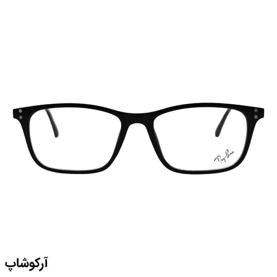عینک طبی 4 کاوره با فریم مستطیلی باریک، رنگ مشکی مات، از جنس کائوچو و لولا فنردار Ray-Ban مدل TR2286 — تصویر ۳