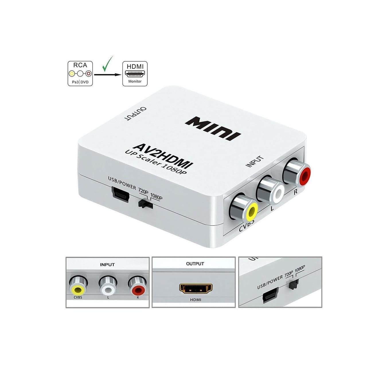 تبدیل AV TO HDMI مدل MINI کیفیت up scaler 1080p — تصویر ۳