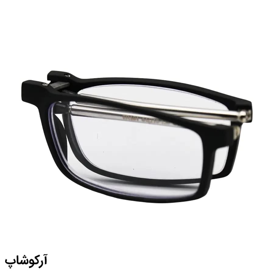 عینک مطالعه تاشو نزدیک بین نمره +2.50 با عدسی بلوکات، رنگ مشکی و دسته آنتنی و جمعشونده مدل TR101 — تصویر ۳