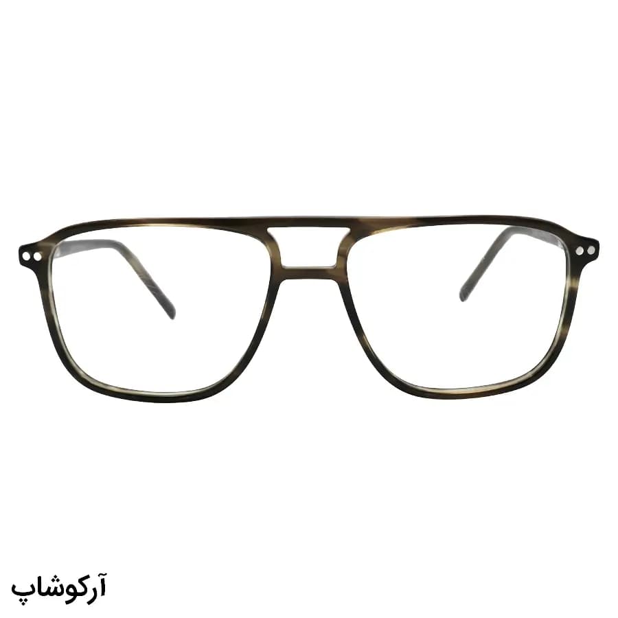 عینک طبی تک کاوره EMPORIO ARMANI با فریم رنگ قهوه‌ای براق، شکل خلبانی، دسته سیم‌دار و کاور قهوه‌ای تیره و پلاریزه مدل OLD025A — تصویر ۳