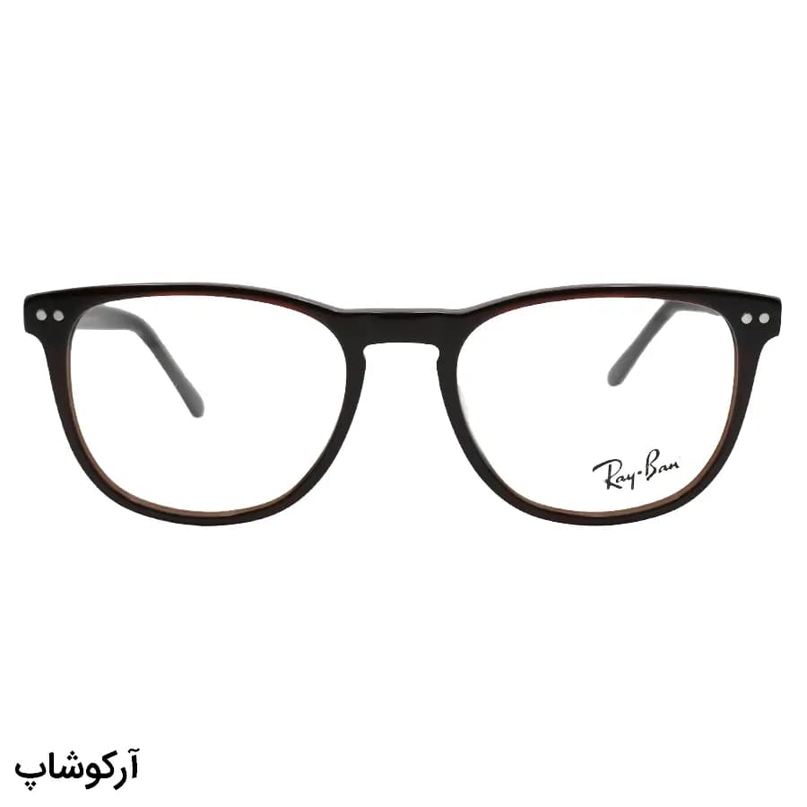 عینک طبی تک کاوره ریبن با فریم رنگ قهوه‌ای براق، شکل مربعی، دسته سیم‌دار، لولا فنردار و کاور قهوه‌ای تیره و پلاریزه مدل OLD010A — تصویر ۳