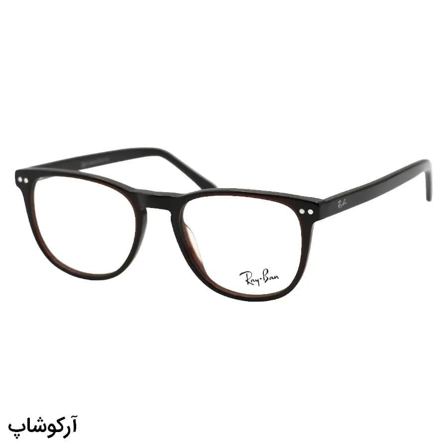 عینک طبی تک کاوره ریبن با فریم رنگ قهوه‌ای براق، شکل مربعی، دسته سیم‌دار، لولا فنردار و کاور قهوه‌ای تیره و پلاریزه مدل OLD010A — تصویر ۴