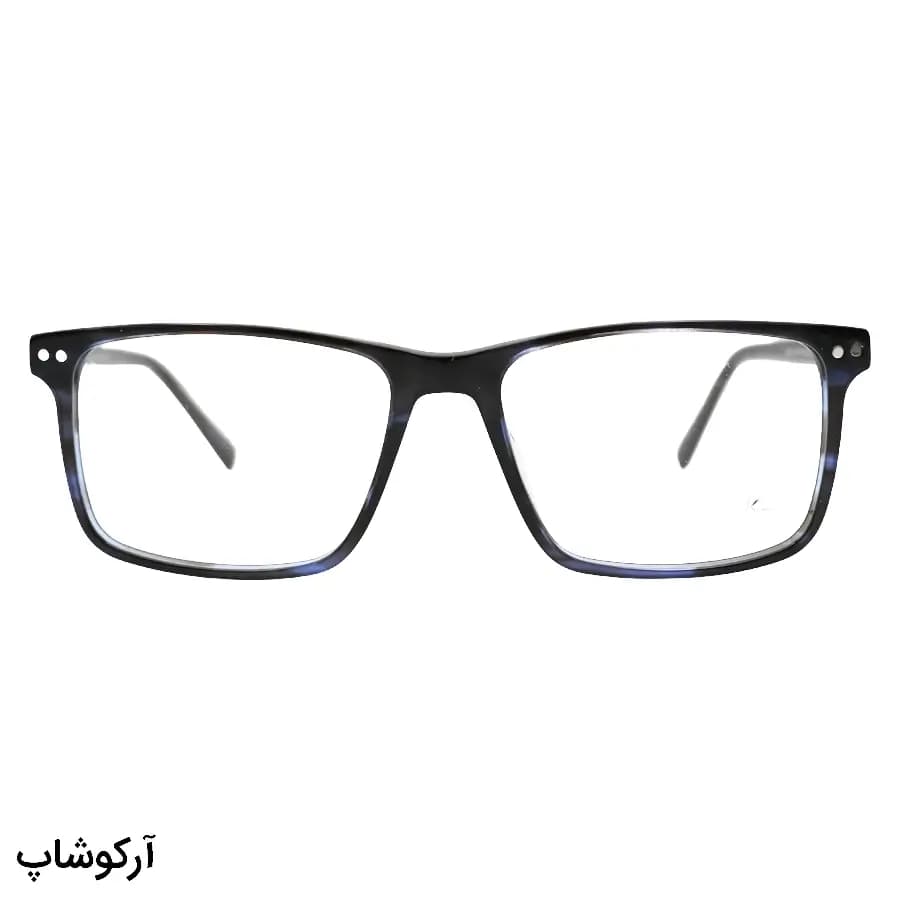 عینک طبی تک کاوره Ray-Ban با فریم آبی رنگ، شکل مستطیلی، دسته سیم‌دار، طوسی رنگ، لولا فنری و کاور دودی تیره و پلاریزه مدل OLD023A — تصویر ۳