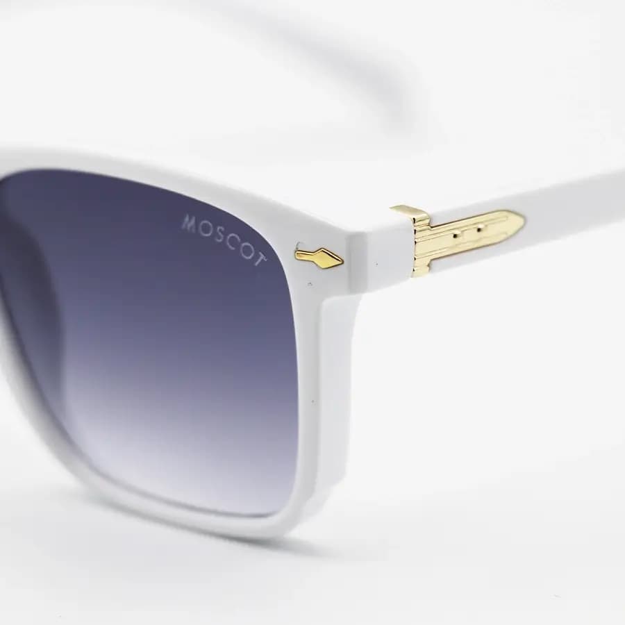 عینک آفتابی Moscot با فریم مربعی شکل، رنگ سفید براق و لنز دودی سایه روشن مدل 6019 — تصویر ۶