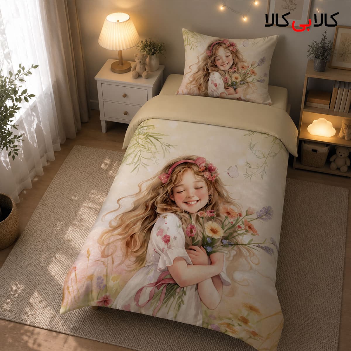 روتختی طرح دختر کوچک و گل دخترانه کد 02