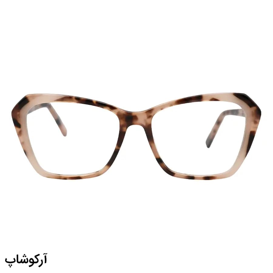 عینک طبی زنانه Fendi با فریم قهوه‌ای چندرنگ، شکل بال پروانه‌ای، از جنس استات و دسته سیم‌دار و لولا فنری مدل SL-A614 — تصویر ۳