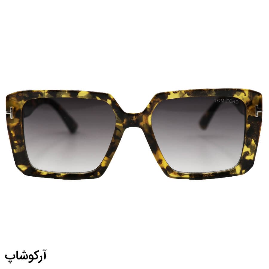 عینک آفتابی TOM FORD با فریم چند رنگ، مربعی شکل و عدسی دودی سایه روشن مدل 7276 — تصویر ۳