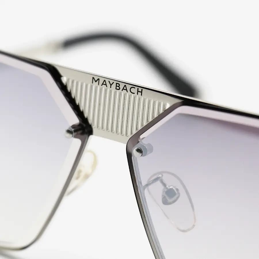 عینک آفتابی MAYBACH با فریم چندضلعی، رنگ نقره‌ای، لنز آینه‌ای و نقره‌ای و کیفیت مستر کوالیتی مدل H-BL-Z375 — تصویر ۷