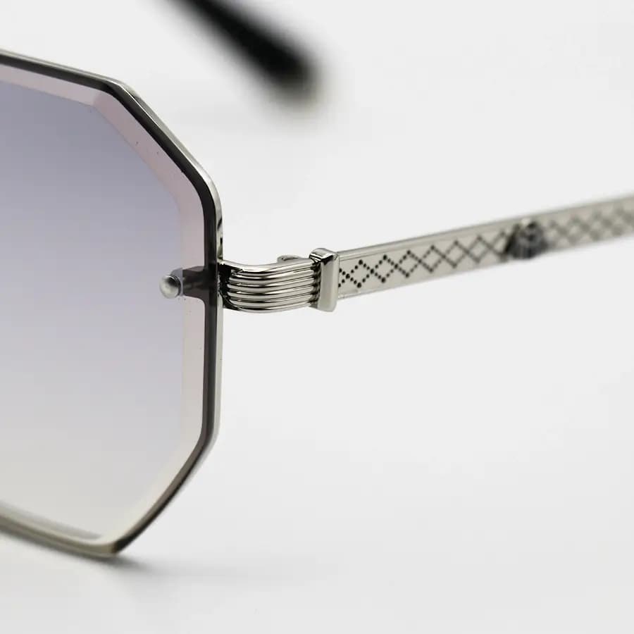 عینک آفتابی MAYBACH با فریم چندضلعی، رنگ نقره‌ای، لنز آینه‌ای و نقره‌ای و کیفیت مستر کوالیتی مدل H-BL-Z375 — تصویر ۶