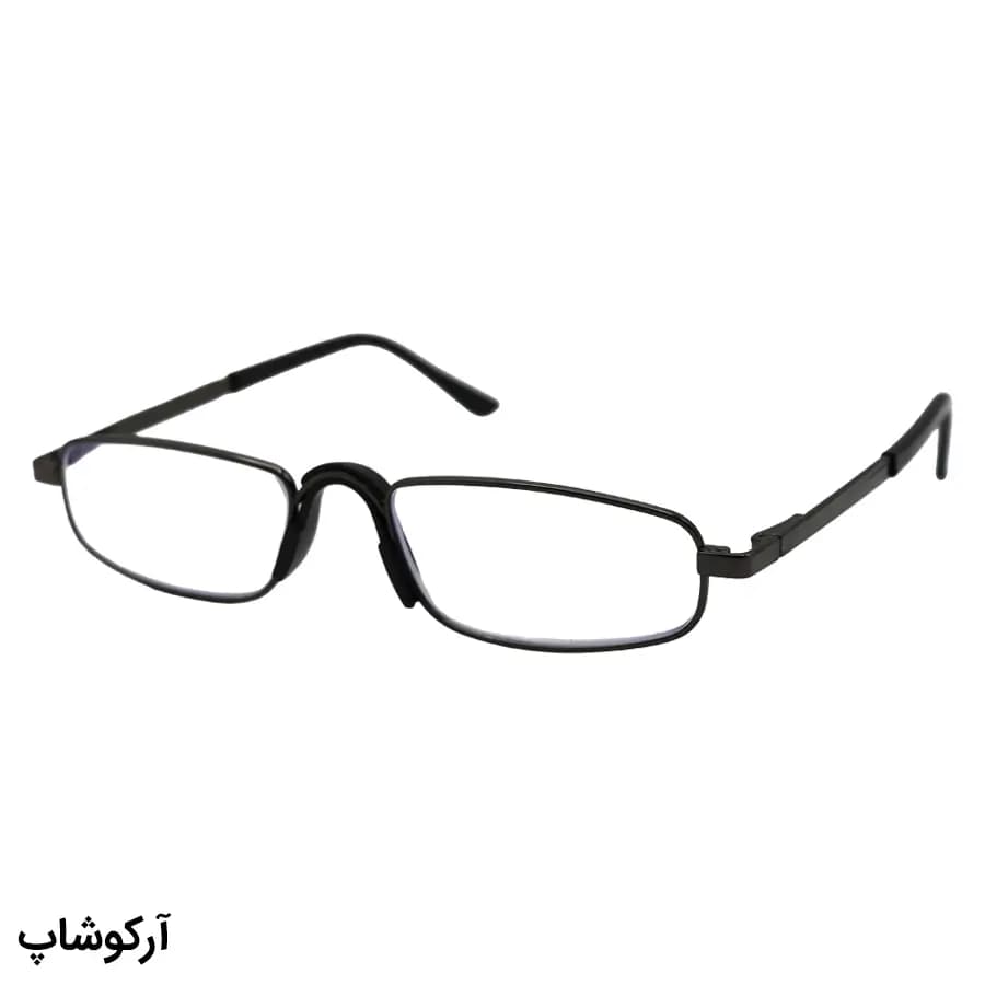عینک مطالعه نزدیک بین نمره +1.50، با فریم مستطیلی، رنگ نوک مدادی، لولا فنردار و لنز بلوکات مدل RY3901 — تصویر ۳