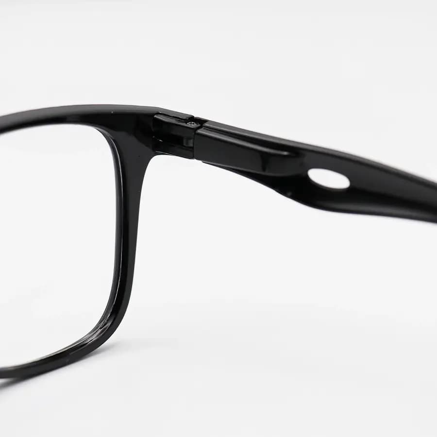 عینک مطالعه نزدیک بین نمره +2.25 با فریم شکل ویفرر مشکی براق و دسته فنر(بهمراه قاب و دستمال) مدل B22-1 — تصویر ۴