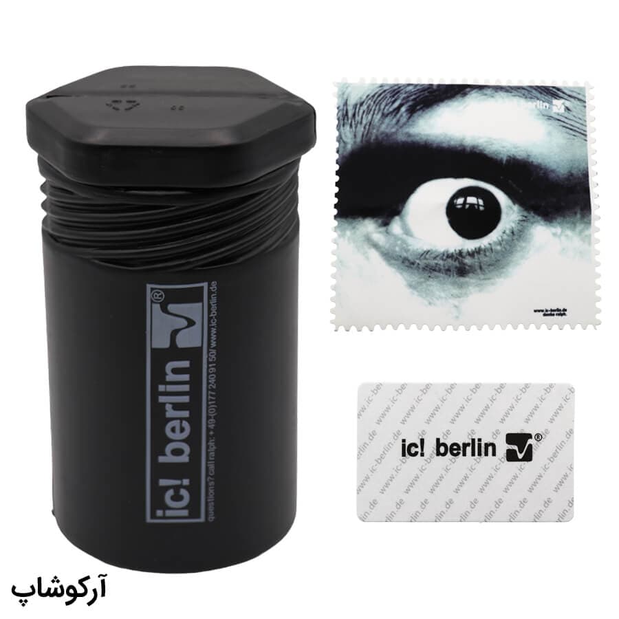 پک اورجینال عینک برند آیس برلین (IC! BERLIN) با تمام تجهیزات، رنگ مشکی و طرح استوانه‌ای مدل 991719