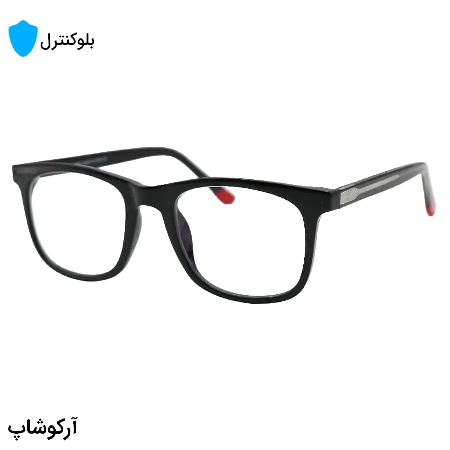 عینک بلوکنترل با فریم شکل مربعی، رنگ مشکی، دسته سیمدار و لولا فنری و لنز بلوکنترل ژاپنی برند Star مدل 250609 — تصویر ۴