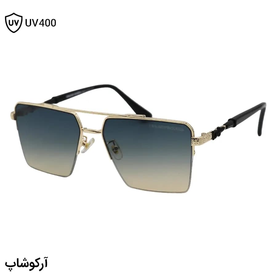 عینک آفتابی کروم هارتز با فریم طلایی، شکل مربعی، طرح نیم‌فریم و لنز دو رنگ سایه روشن مدل 22320