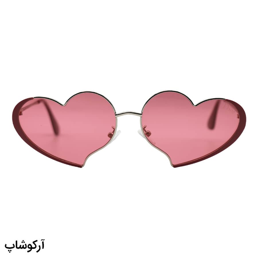 عینک دید در شب زنانه دیور با فریم قلبی شکل، رنگ نقره ای و لنز صورتی رنگ مدل 80220 — تصویر ۲
