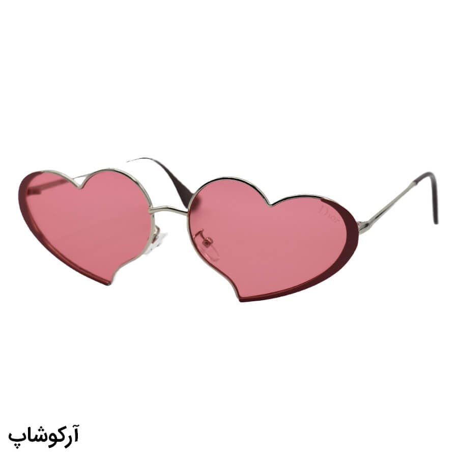 عینک دید در شب زنانه دیور با فریم قلبی شکل، رنگ نقره ای و لنز صورتی رنگ مدل 80220