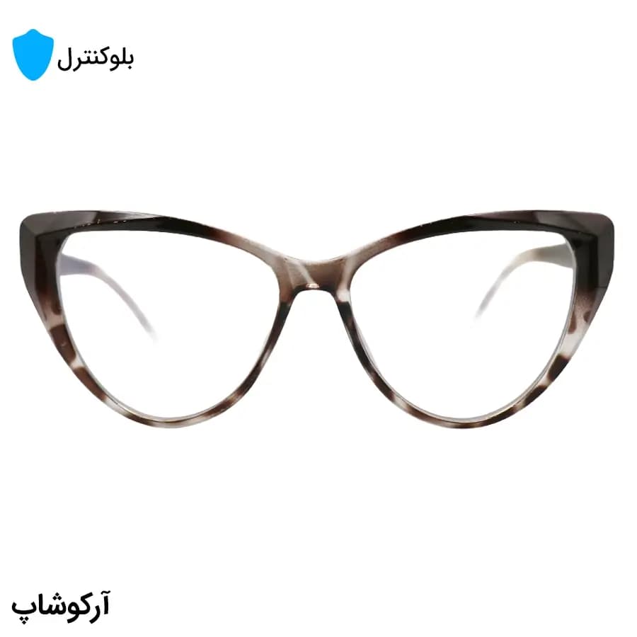 عینک بلوکنترل زنانه با فریم شکل چشم گربه‌ای، رنگ قهوه‌ای و لنز بلوکنترل کره‌ای برند SKY مدل 20386 — تصویر ۳