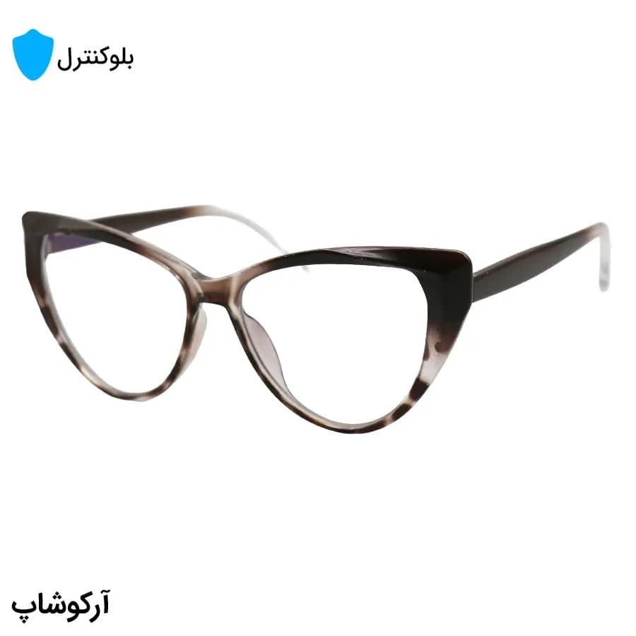 عینک بلوکنترل زنانه با فریم شکل چشم گربه‌ای، رنگ قهوه‌ای و لنز بلوکنترل کره‌ای برند SKY مدل 20386 — تصویر ۴
