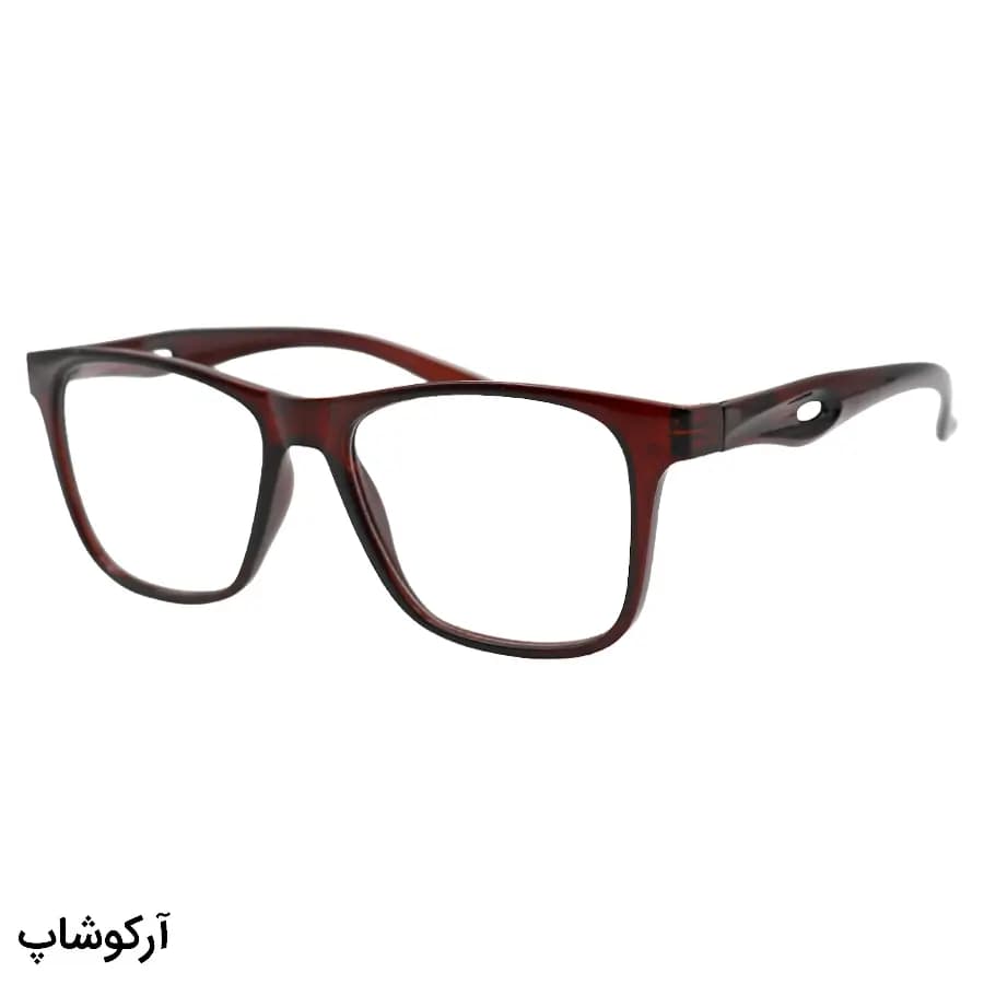 عینک مطالعه نزدیک بین نمره +2.50 با فریم شکل ویفرر قهوه ای رنگ، (بهمراه قاب و دستمال) مدل B22-1
