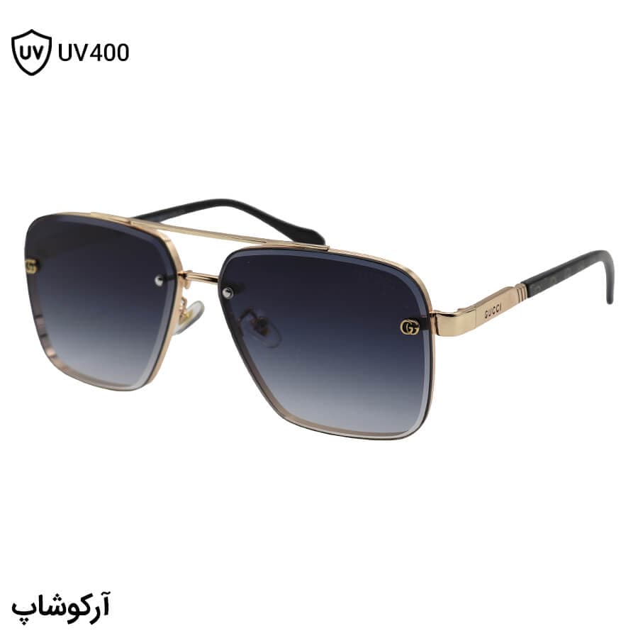 عینک آفتابی گوچی با فریم طلایی رنگ، شکل مربعی و لنز دودی سایه روشن مدل GG1219