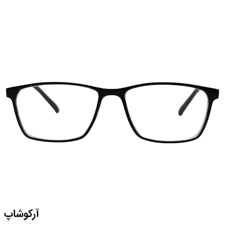 عینک مطالعه نزدیک بین نمره +2.50 با فریم مشکی، شکل مستطیلی، لولا فنری و برند MakerField مدل H104 — تصویر ۲