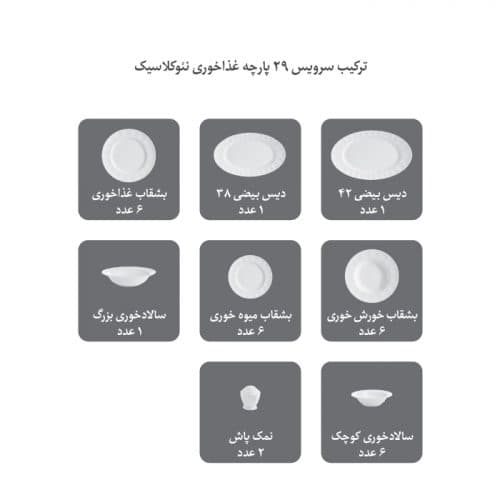 سرویس 29 پارچه 6 نفره طرح دلسا — تصویر ۵