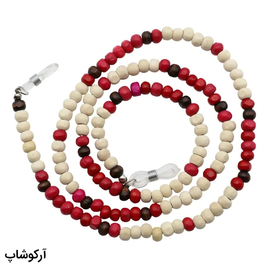 بند عینک از جنس چوبی و رنگ قهوه‌ای، سفید و قرمز مدل 993011