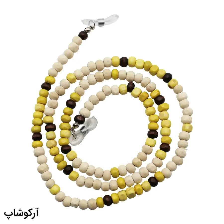بند عینک از جنس چوبی و رنگ قهوه‌ای، سفید و زرد مدل 993010