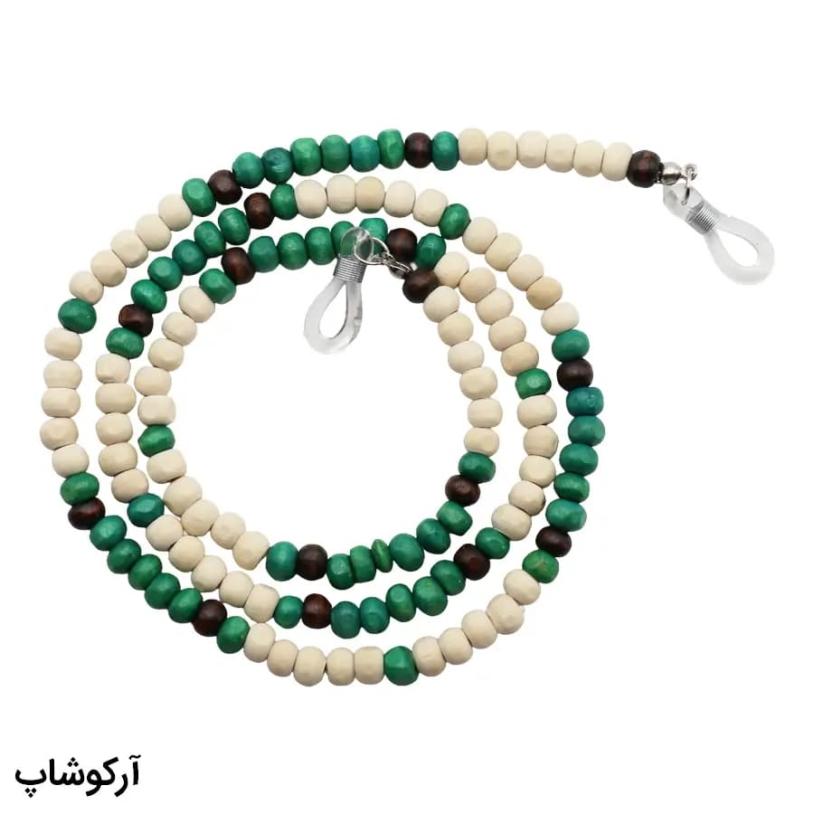 بند عینک از جنس چوبی و رنگ قهوه‌ای، سفید و سبز مدل 993008