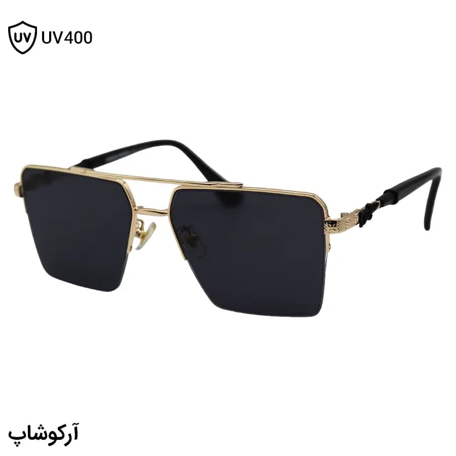 عینک آفتابی کروم هارتز با فریم طلایی، شکل مربعی، طرح نیم‌فریم و لنز دودی تیره مدل 22320