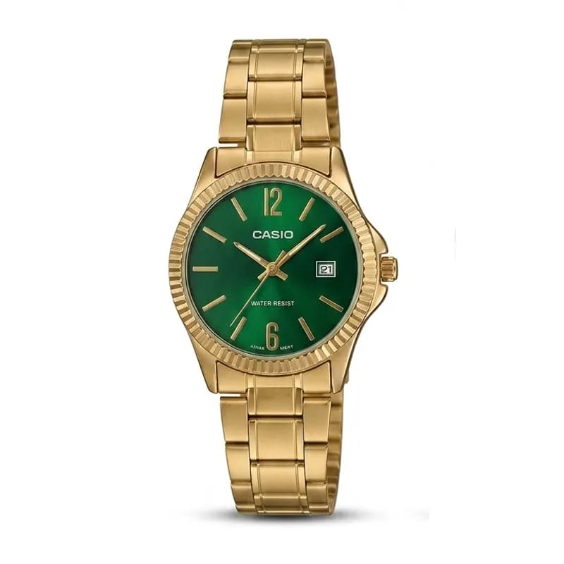 ساعت مردانه کاسیو مدل CASIO-MTP-1183 – بند طلایی صفحه سبز
