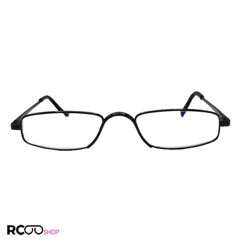 عینک مطالعه بلوکات نمره +2.00 با فریم فلزی، مشکی و دسته فنری (آنتی رفلکس) مدل EC05