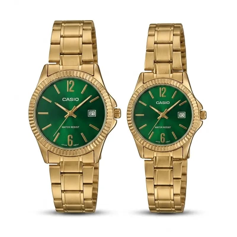 ساعت ست مردانه-زنانه کاسیو مدل CASIO-MTP-1183 – بند طلایی صفحه سبز