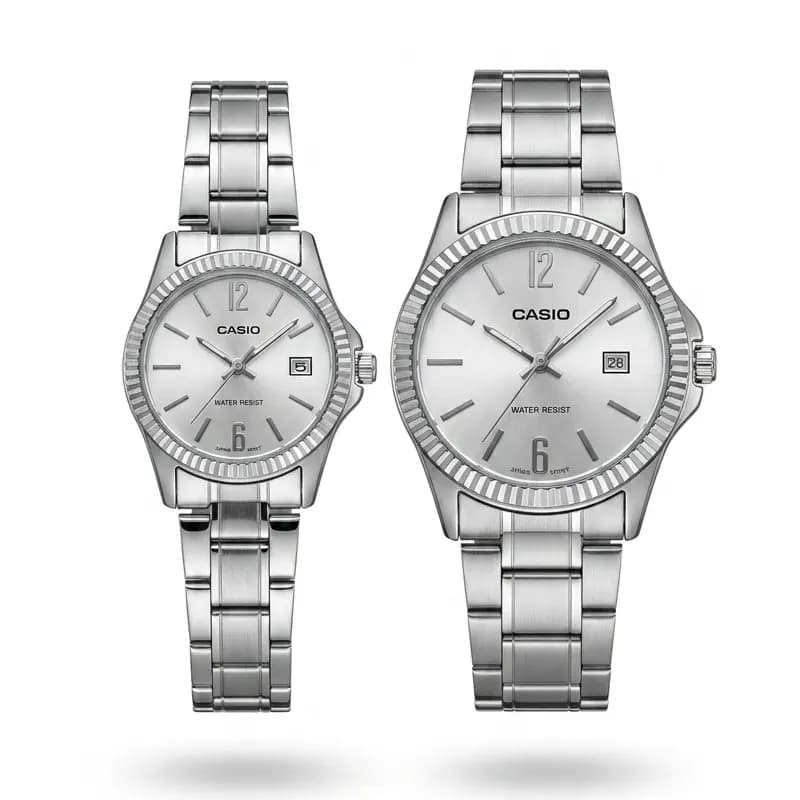 ساعت ست مردانه-زنانه کاسیو مدل CASIO-MTP-1183 – بند نقره ای صفحه نقره ای