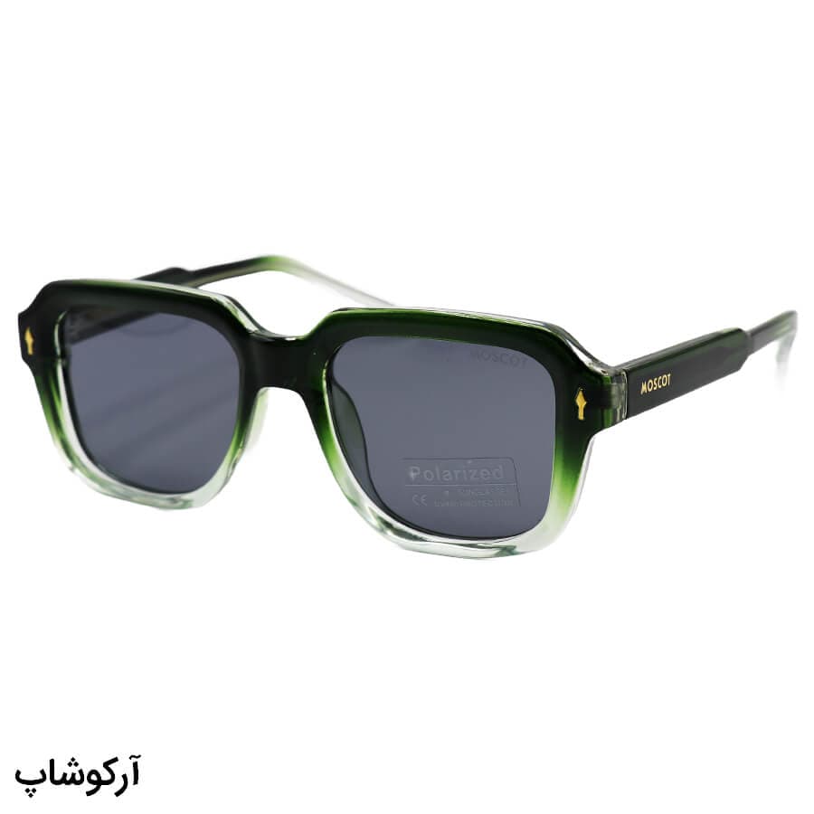 عینک آفتابی پلاریزه موسکات با فریم سبز رنگ، مربعی شکل و لنز دودی تیره مدل P1211
