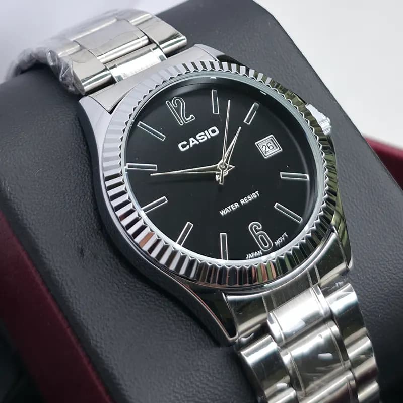 ساعت مردانه کاسیو مدل CASIO-MTP-1183 – بند نقره ای صفحه مشکی — تصویر ۷