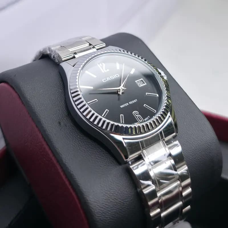 ساعت مردانه کاسیو مدل CASIO-MTP-1183 – بند نقره ای صفحه مشکی — تصویر ۶
